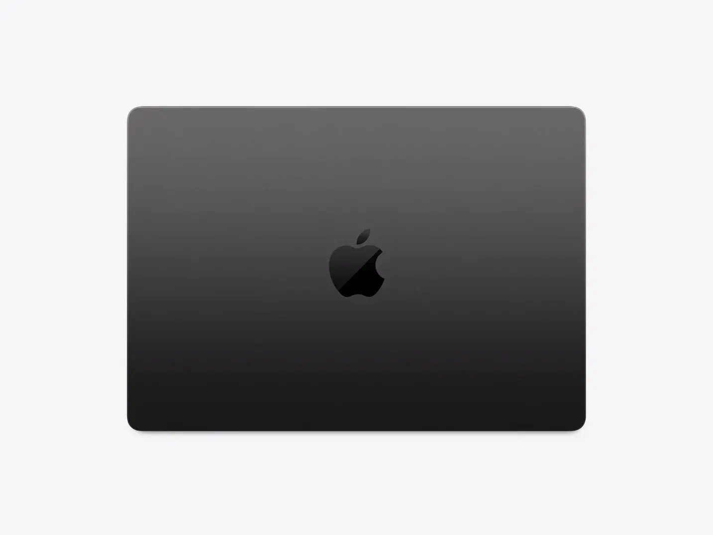 Closed 14-inch MacBook Pro in Space Black with the Apple logo on the lid